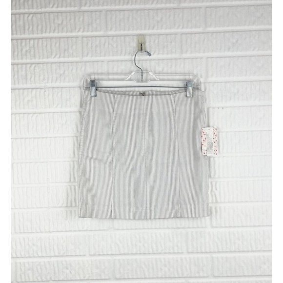New FREE PEOPLE Modern Femme Novelty Stripe Mini Stretch Skirt 2 - Picture 3 of 8